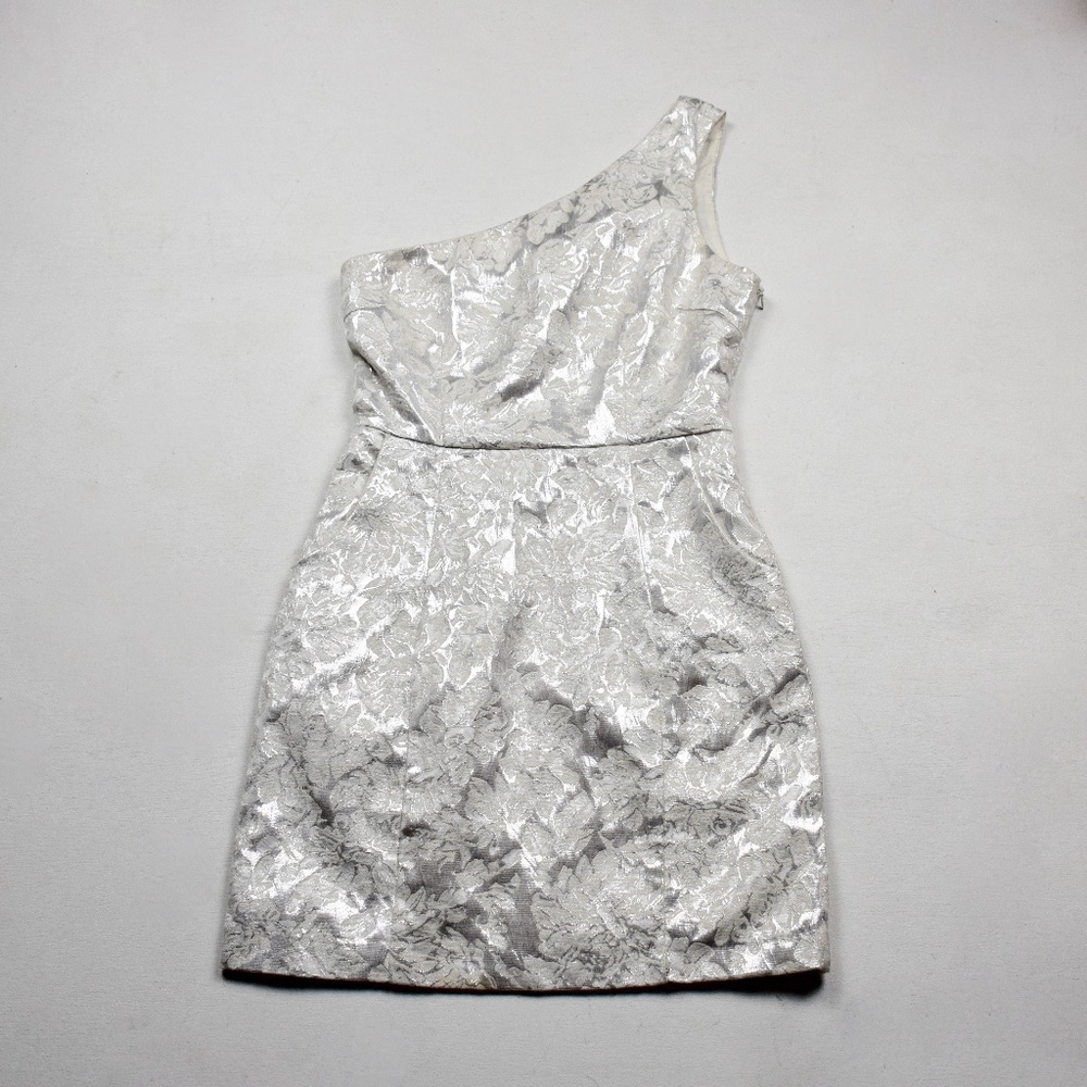 One Shoulder White & Silver Dress